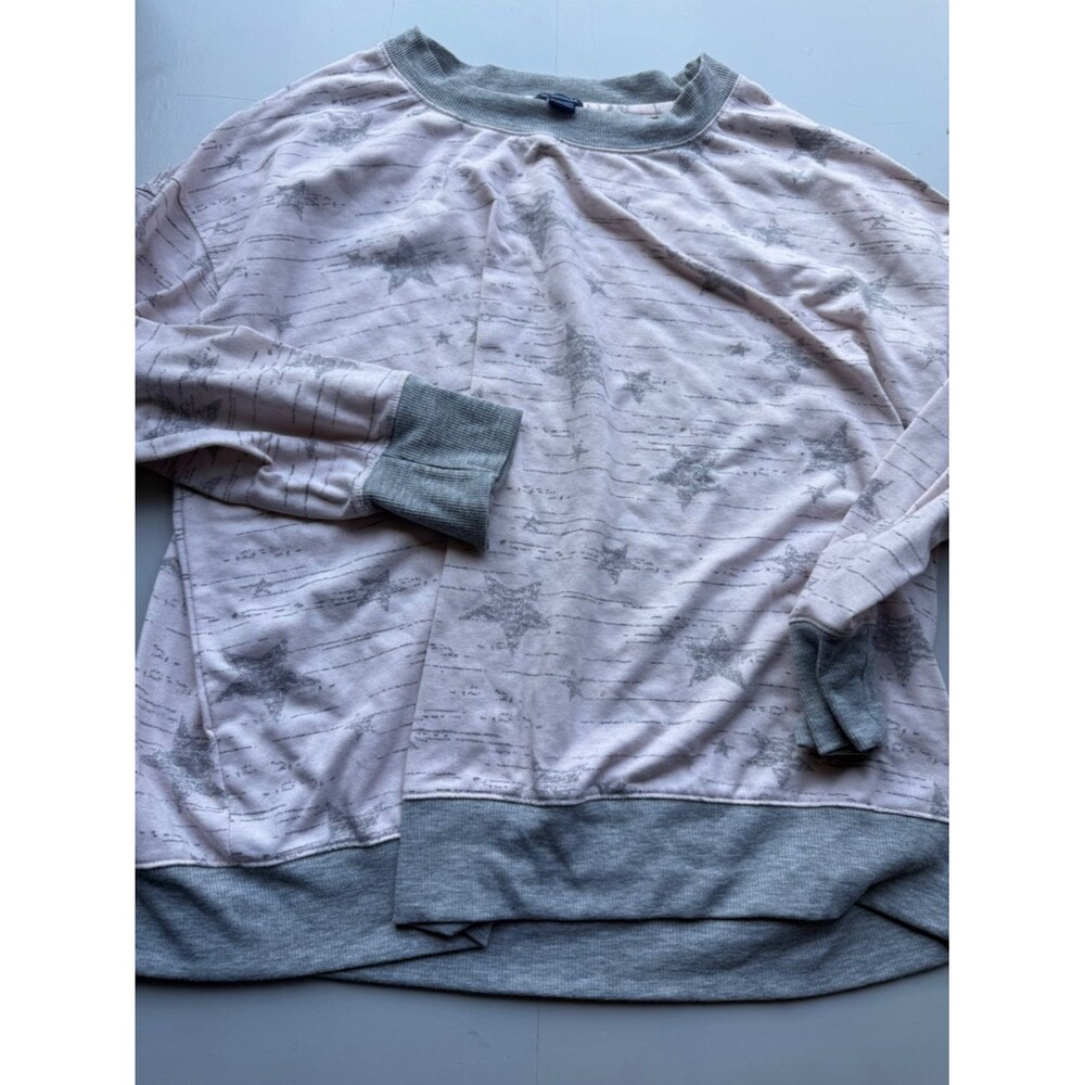 Splendid xxl Light Pink Star Sweatshirt with Heather Gray Trim A12